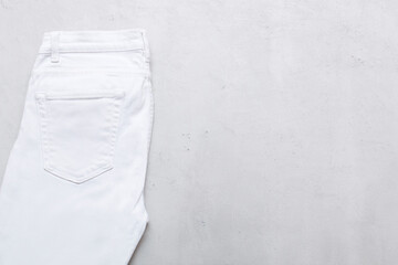 White jeans on a white background.