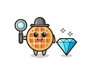 Illustration of circle waffle character with a diamond