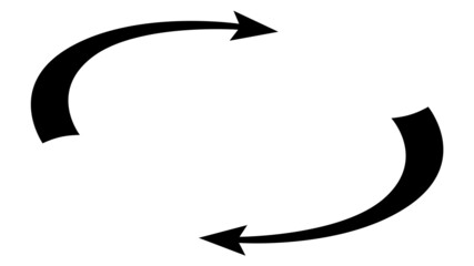 Circulation and rotation isometric concept with cyclic arrows and copy space between them in monochrome silhouette isolated on white. Vector design element.