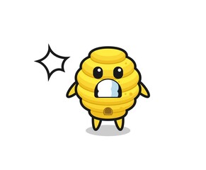 bee hive character cartoon with shocked gesture