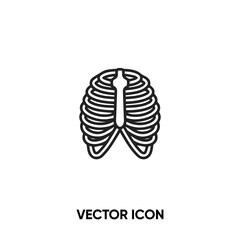 Rib cage vector icon. Modern, simple flat vector illustration for website or mobile app.Rib skeleton or human thorax symbol, logo illustration. Pixel perfect vector graphics	