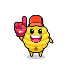 bee hive illustration cartoon with number 1 fans glove