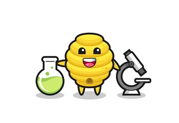 Mascot character of bee hive as a scientist