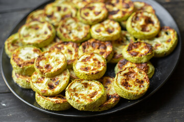 zucchini grill fried vegetable B-B-Q fresh portion ready to eat meal snack on the table copy space food background diet veggie vegan or vegetarian food