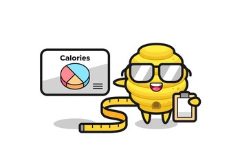 Illustration of bee hive mascot as a dietitian