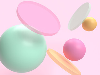 pink background and pink, yellow balls. abstract 3d rendering