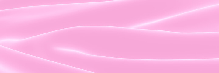 3D pink rippled cloth. Abstract wave background.
