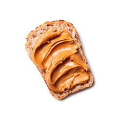 Close-up of tasty sandwich with peanut paste for breakfast