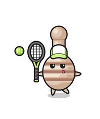 Cartoon character of honey dipper as a tennis player