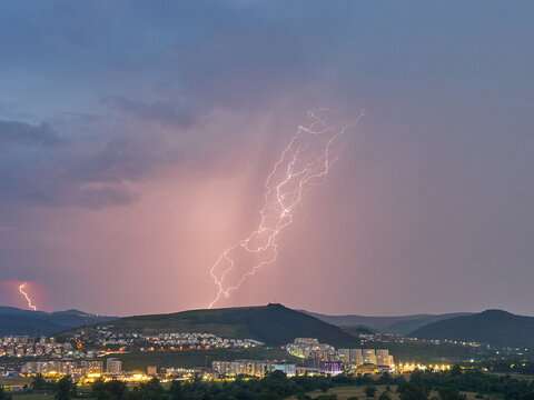lightning over the city