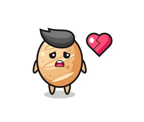 french bread cartoon illustration is broken heart