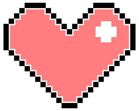 Pink pixel heart isolated