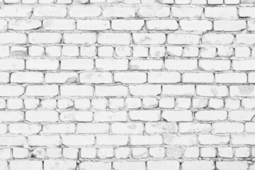 White old rough shabby brick wall texture. Whitewashed masonry. Abstract light grey grunge background