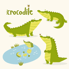 vector set of crocodiles. Cartoon crocodiles. Cartoon character. Tropics. African animal.
- 455945827