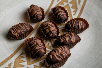 date palm coated with dark chocolate