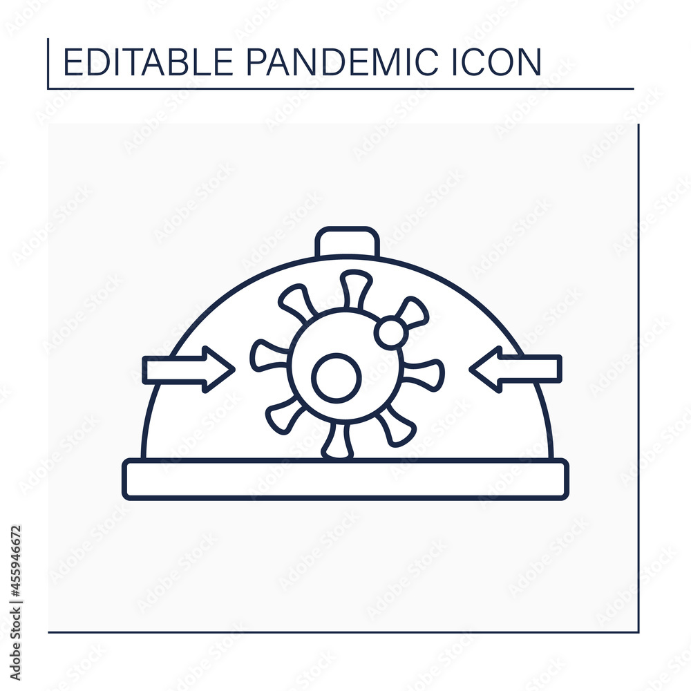 Poster containment line icon. keeping viruses under control or within limits. observing and researching. pa