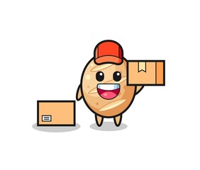 Mascot Illustration of french bread as a courier