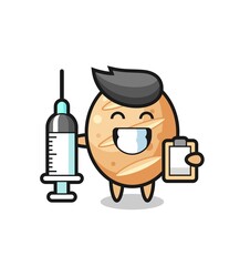 Mascot Illustration of french bread as a doctor
