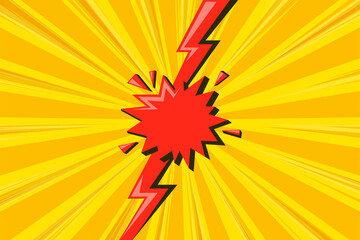 Superhero halftoned background with red lightning. Versus comic design with flash. Vector illustration backdrop