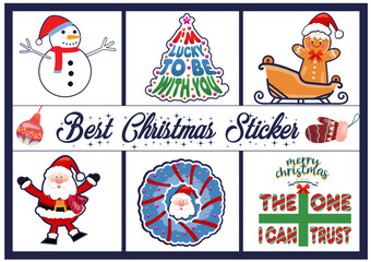 Fototapeta premium Best Christmas Sticker Bundle Design 