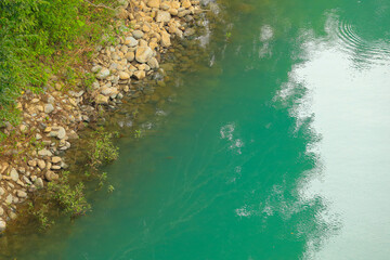 water flowing into the river