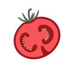 Isolated red tomato with leaves illustration 