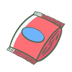 Red Colourful pack and snack  and chip