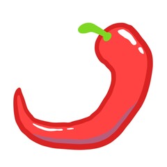 Isolated drawn red chili pepper