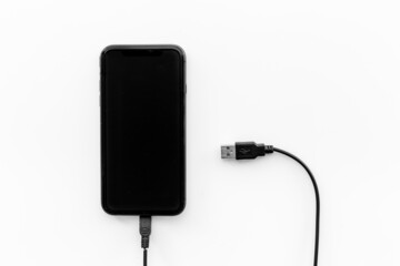 Smartphone with usb cable for charging and cord charger