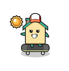 house character illustration ride a skateboard