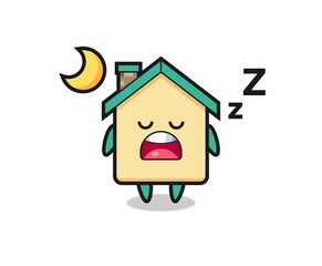 house character illustration sleeping at night