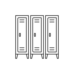 Changing room with lockers thin line icon. Modern vector illustration.