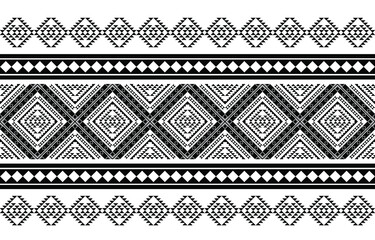 Geometric ethnic oriental seamless pattern traditional Design for background,carpet,wallpaper.clothing,wrapping,Batik fabric,Vector illustration.embroidery style - Sadu, sadou, sadow or sado - obrazy, fototapety, plakaty