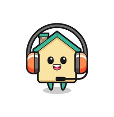 Cartoon mascot of house as a customer service