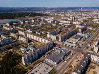 Obraz premium Top view of the small town streets