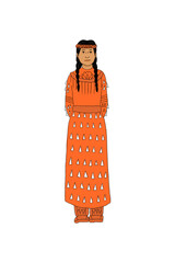 Young woman standing in a jingle dress