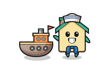 Character mascot of house as a sailor man
