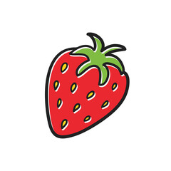 Red strawberry doodle, sketch style icon for food and nature design.
