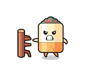 cigarette cartoon illustration as a karate fighter