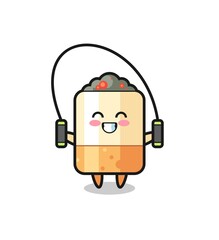 cigarette character cartoon with skipping rope