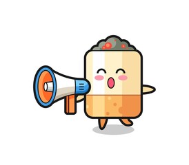 cigarette character illustration holding a megaphone