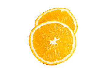 sliced orange slices on a white isolated background
