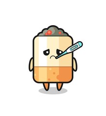cigarette mascot character with fever condition