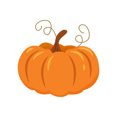 The vector illustration of pumpkin. The autumn sticker of pumpkin. Flat icon. Halloween sticker.