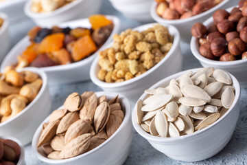 Mixed nuts on a white background