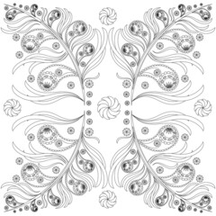 vector line seamless pattern of paisley ornament