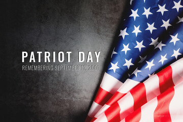 Fototapeta premium Patriot day of USA, America flag on black background