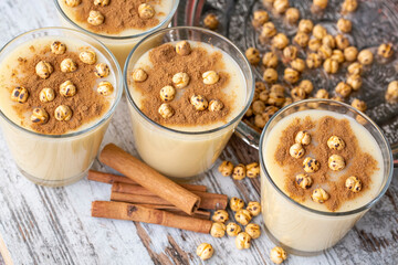 Boza or Bosa, traditional Turkish drink with roasted chickpea