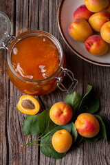 Apricot fruits and apricot jam