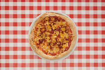 pizza on a wooden board